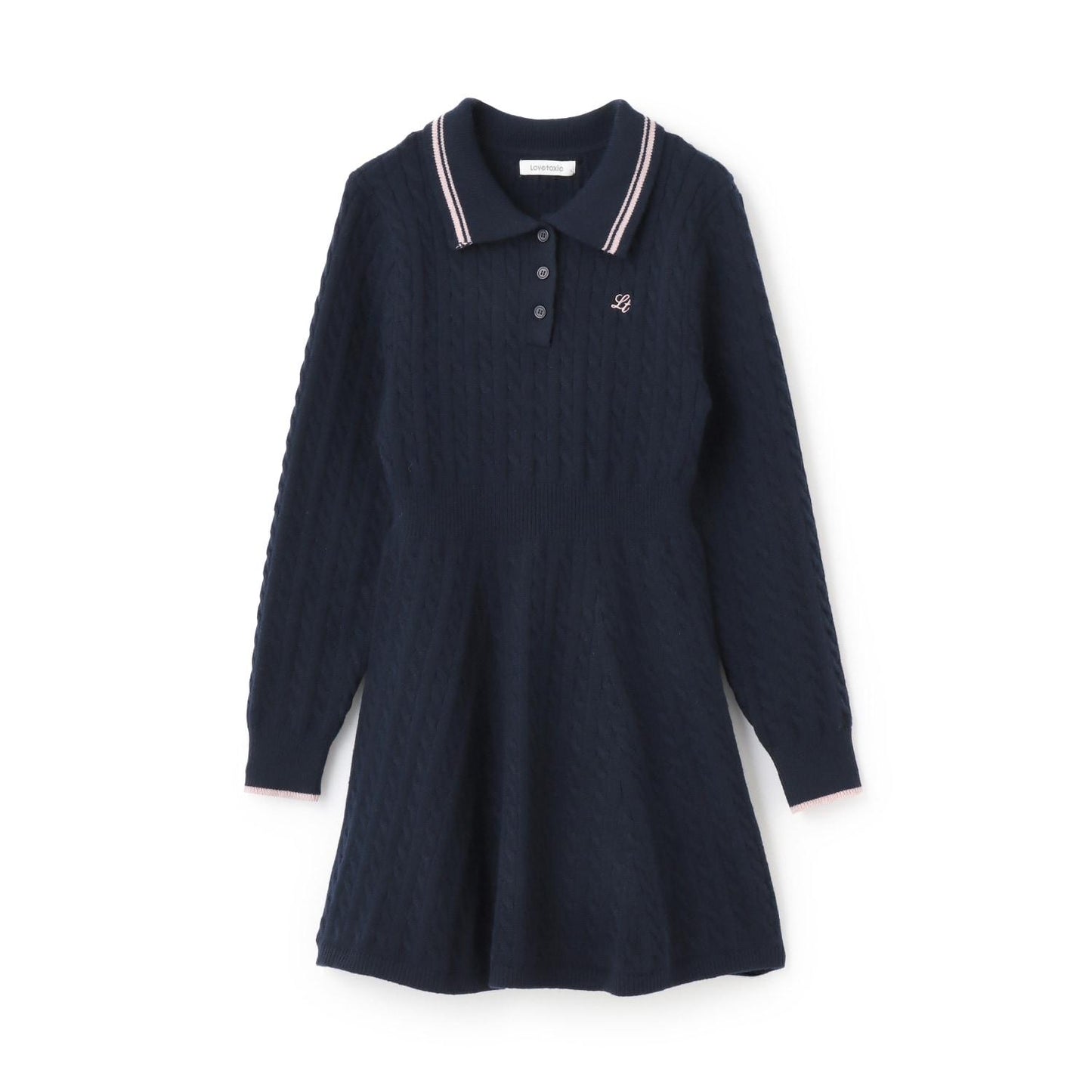 修身顯瘦針織翻領連衣裙