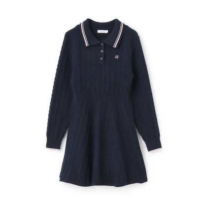 修身顯瘦針織翻領連衣裙