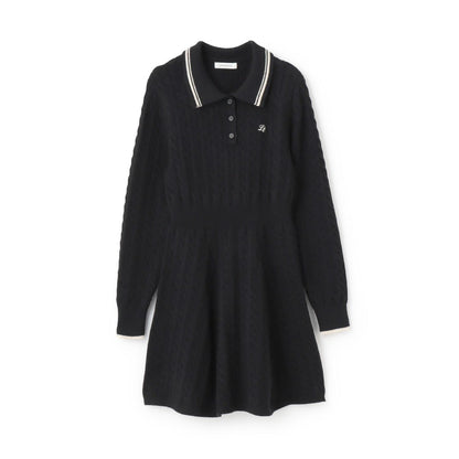 修身顯瘦針織翻領連衣裙