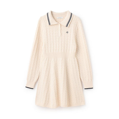 修身顯瘦針織翻領連衣裙