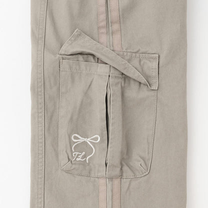 【trois lapins】側邊條紋工裝褲