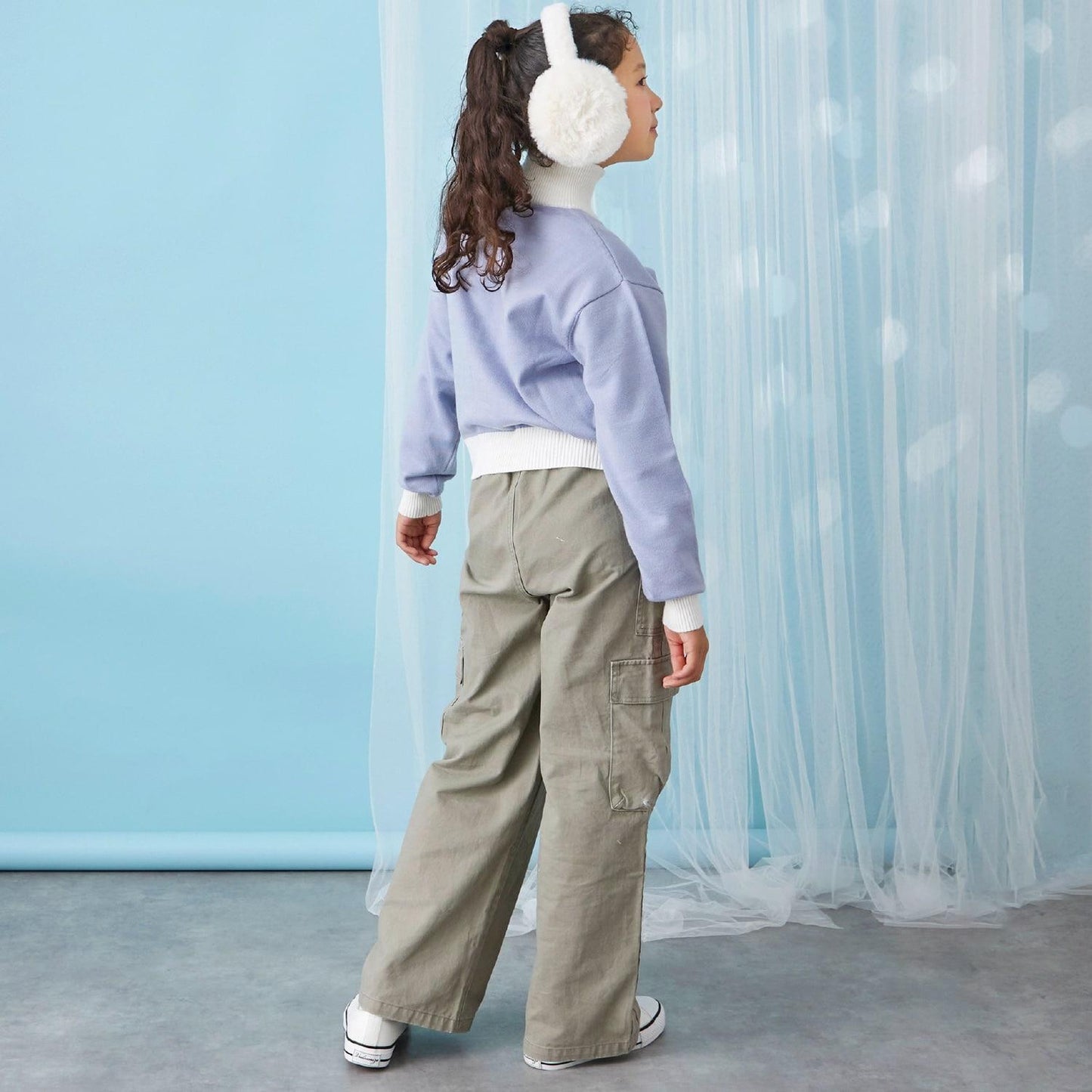 【trois lapins】側邊條紋工裝褲