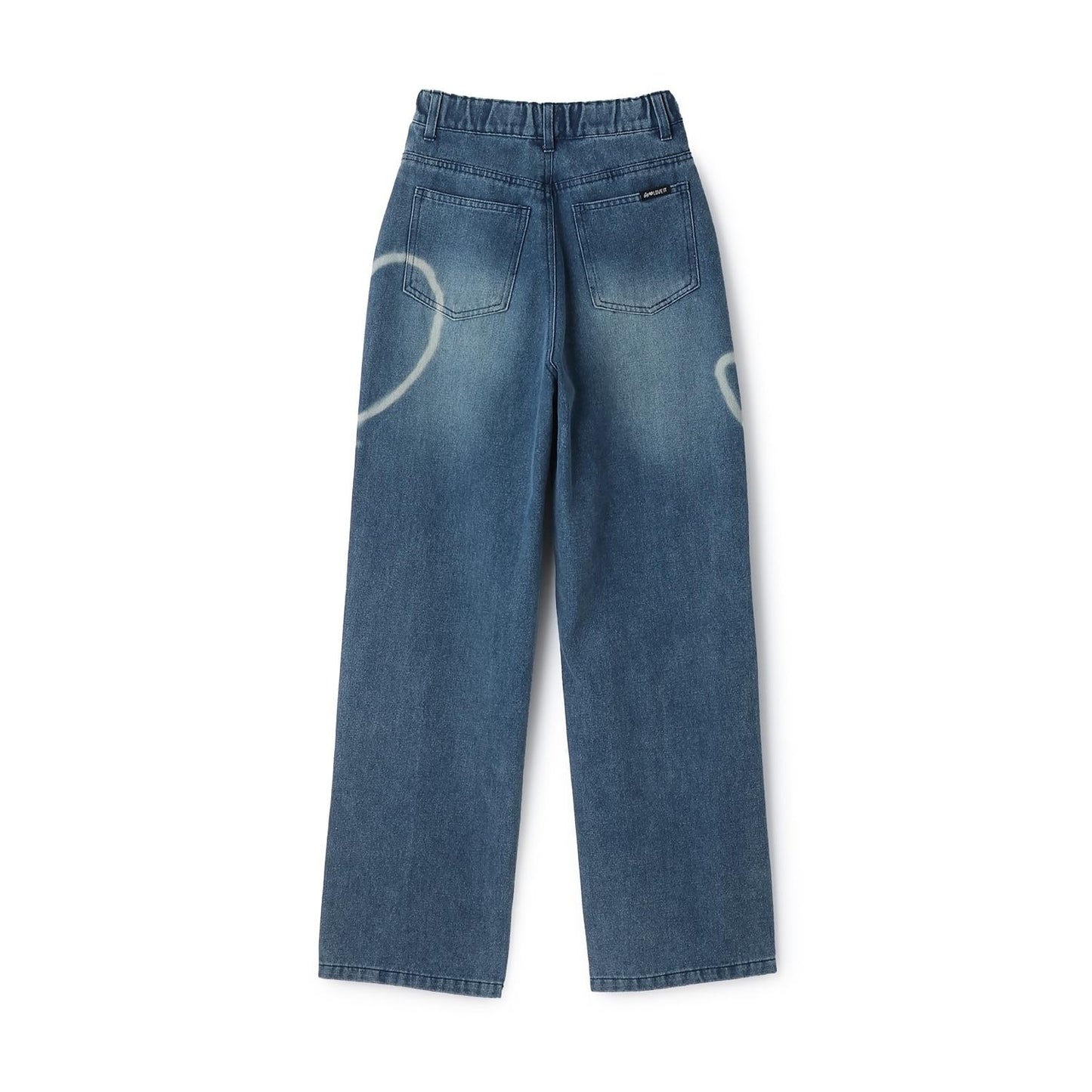 愛心圖案水洗牛仔褲