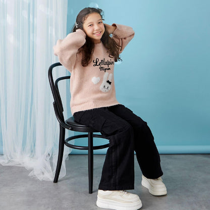 【trois lapins】側邊條紋工裝褲