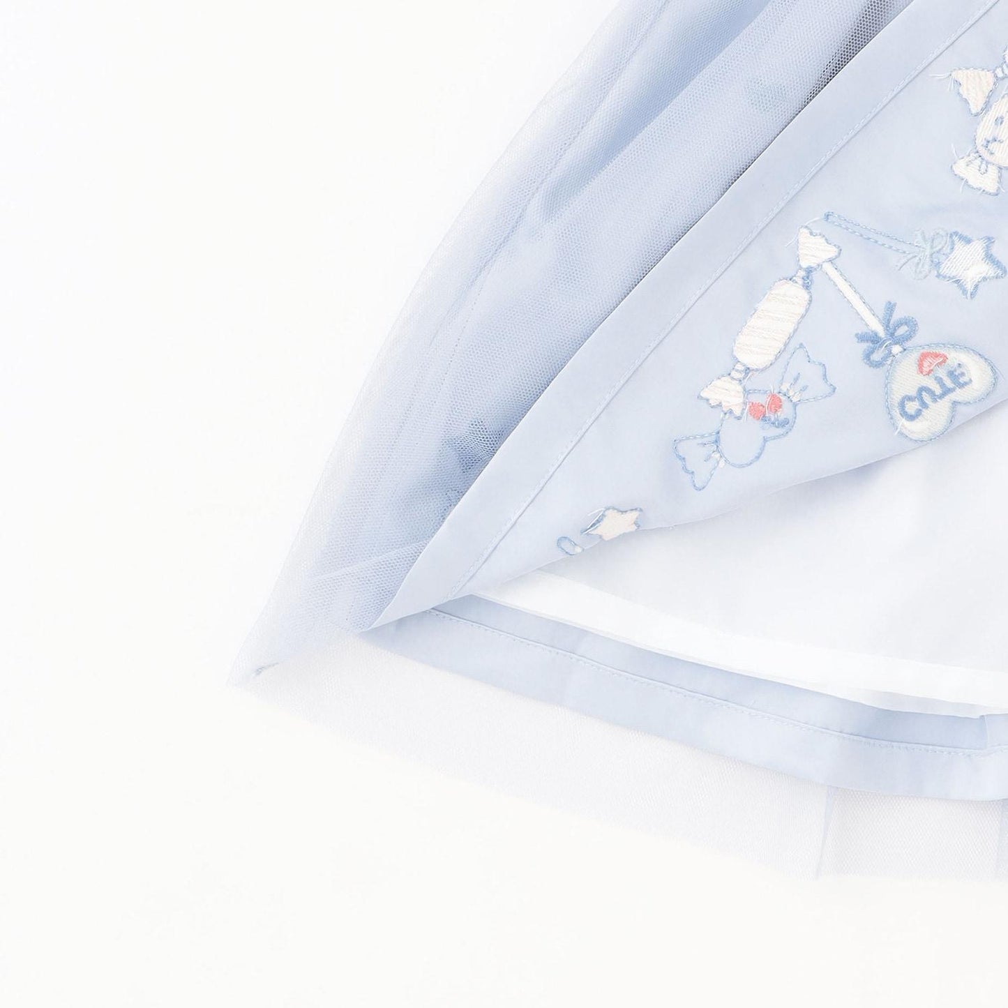 mimi醬刺繡亮絲羅紋拼接網紗連衣裙