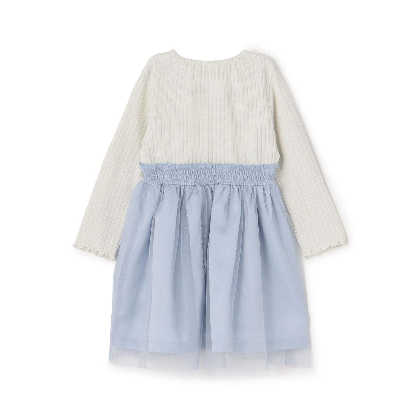 mimi醬刺繡亮絲羅紋拼接網紗連衣裙