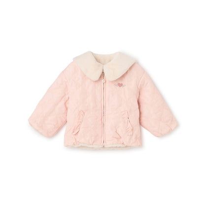 仿皮草蝴蝶結絎縫雙面穿夾克