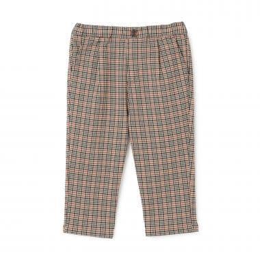 格紋彈力拉絨長褲