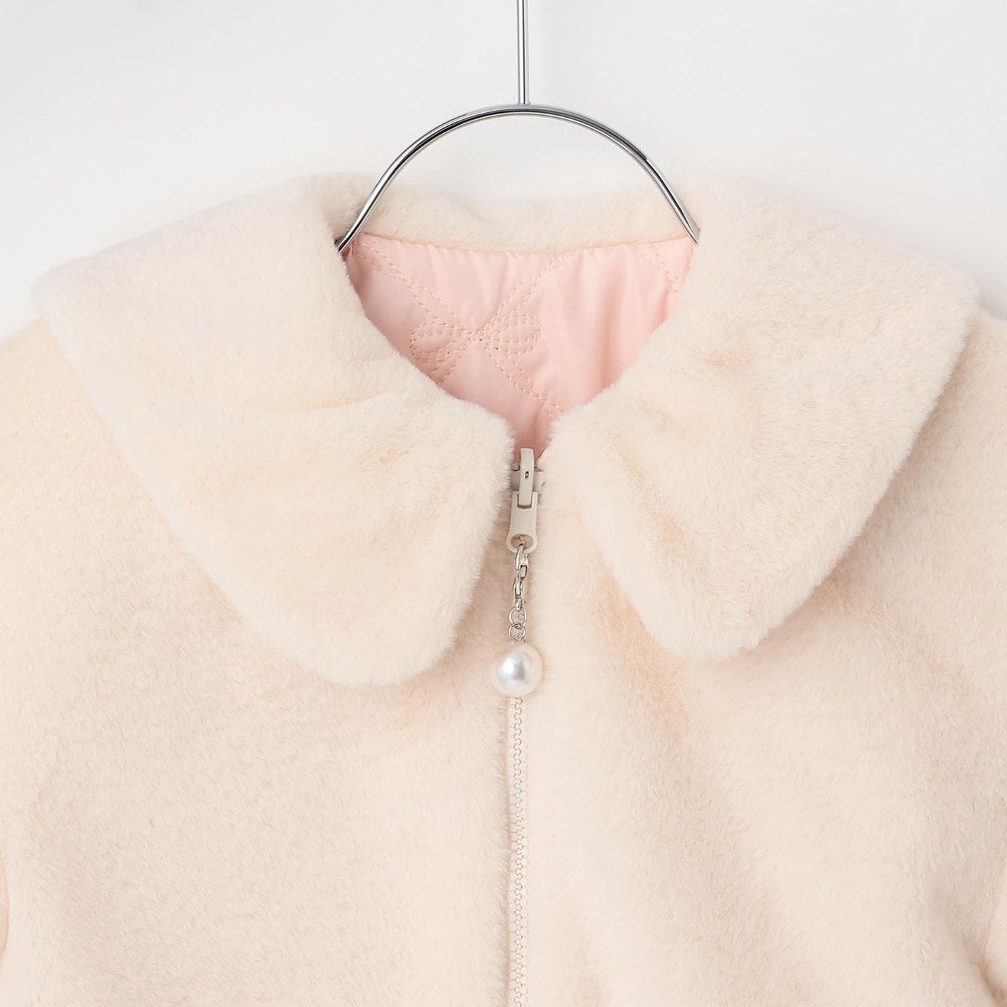 仿皮草蝴蝶結絎縫雙面穿夾克