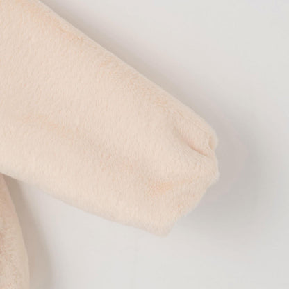 仿皮草蝴蝶結絎縫雙面穿夾克