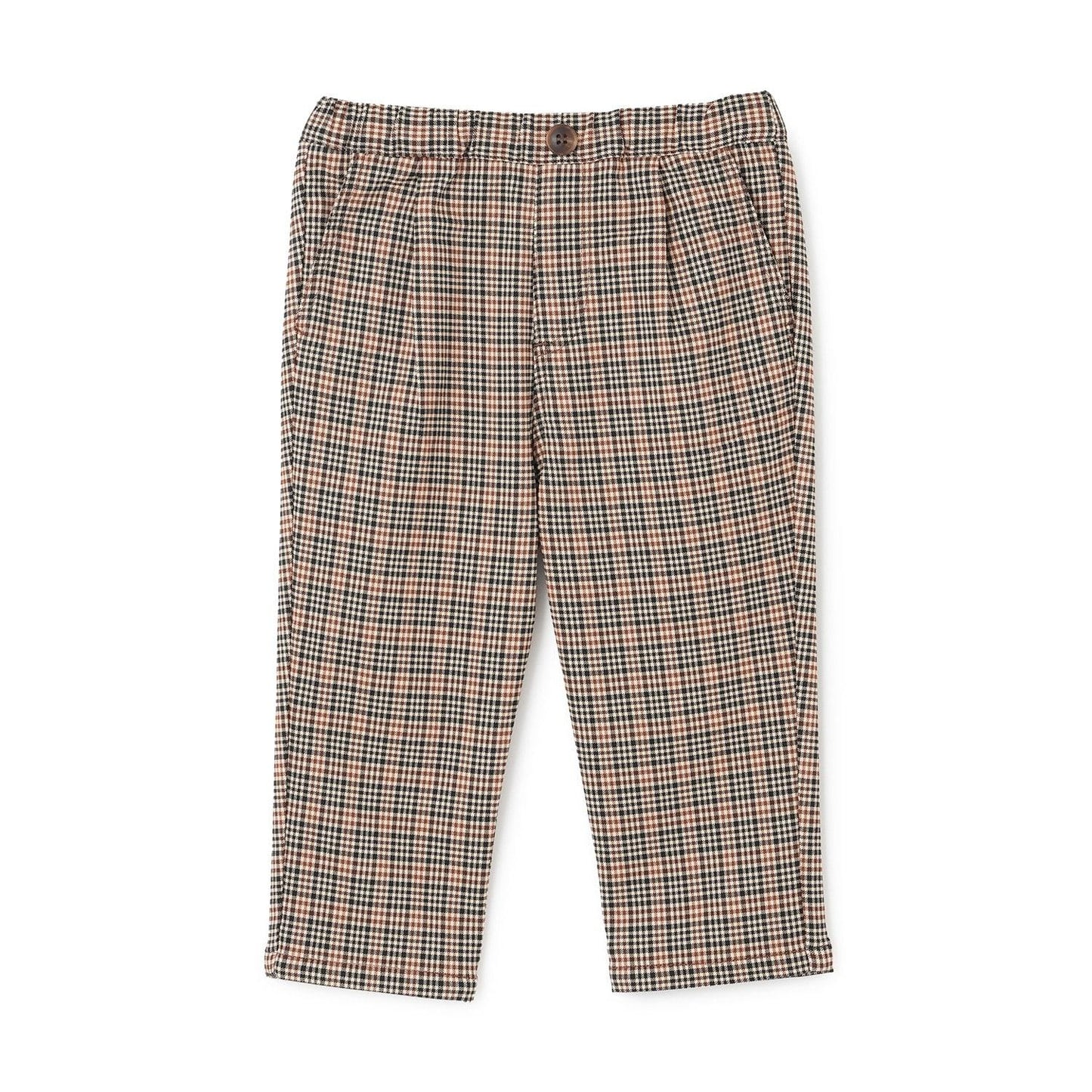 格紋彈力拉絨長褲