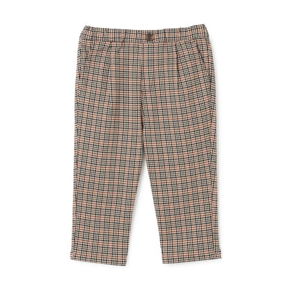 格紋彈力拉絨長褲