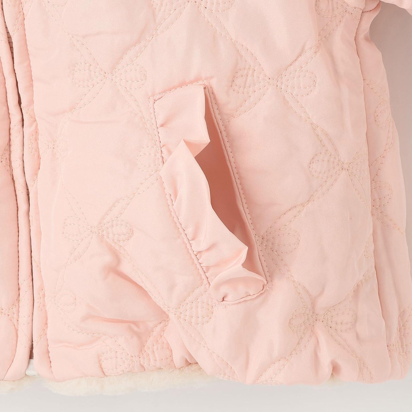 仿皮草蝴蝶結絎縫雙面穿夾克