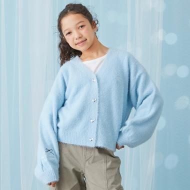 【trois lapins】長毛針織V領開衫