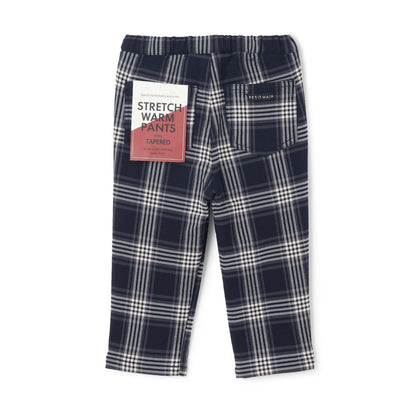格紋彈力拉絨長褲