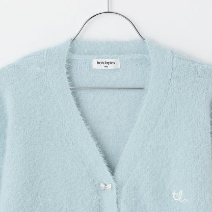 【trois lapins】長毛針織V領開衫