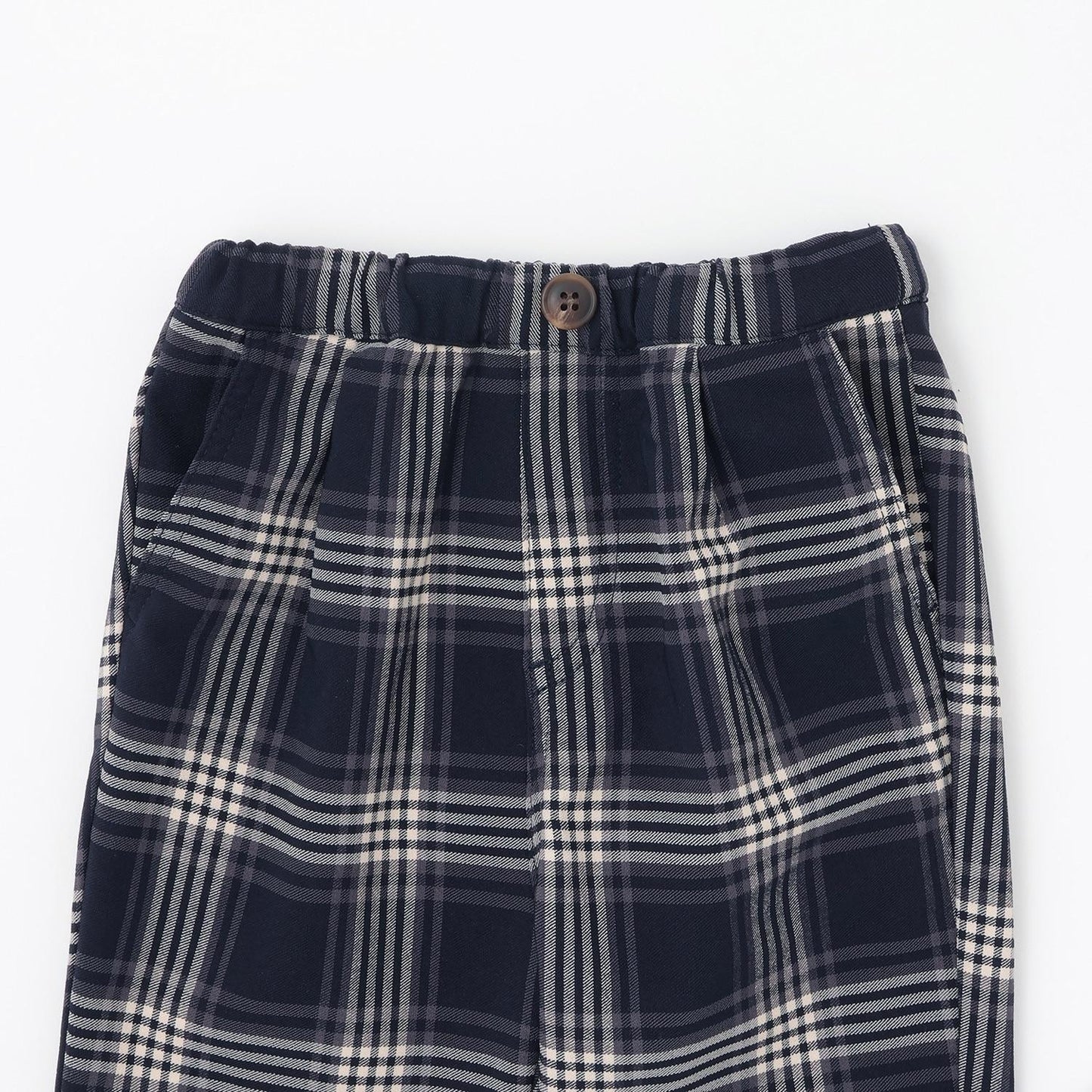 格紋彈力拉絨長褲