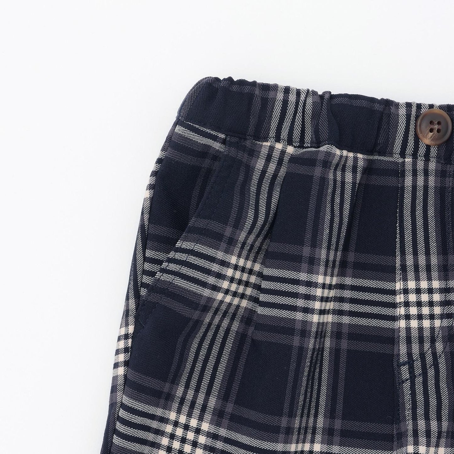 格紋彈力拉絨長褲