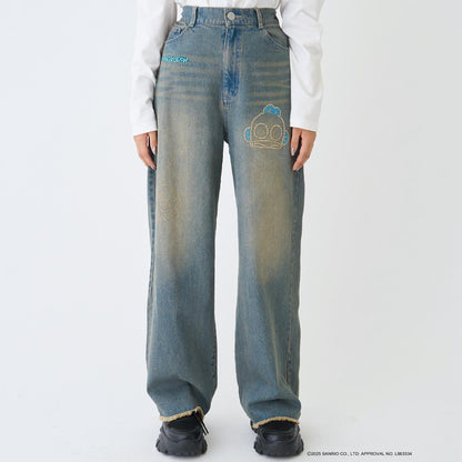 【三麗鷗角色】牛仔寬腿褲