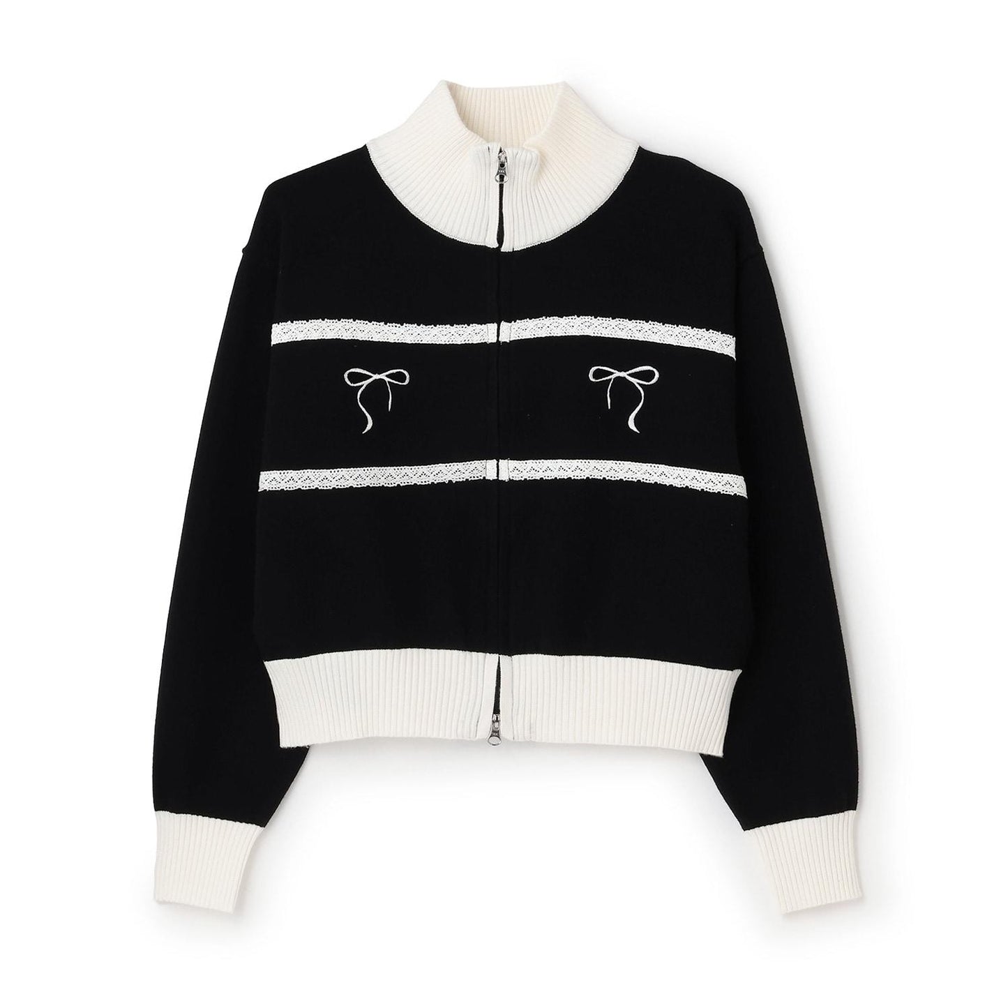 【trois lapins】雙拉鍊針織開衫