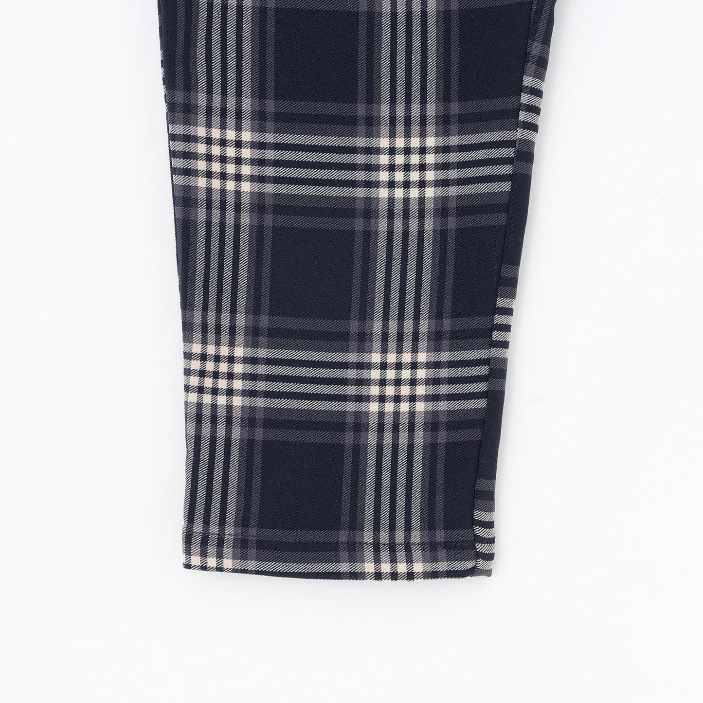 格紋彈力拉絨長褲