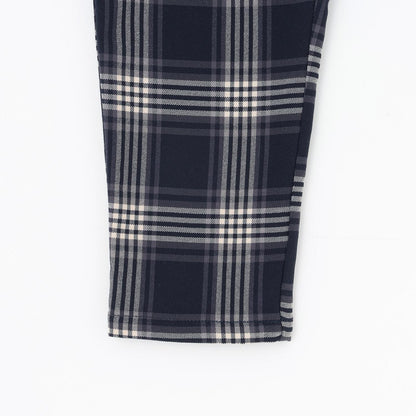 格紋彈力拉絨長褲