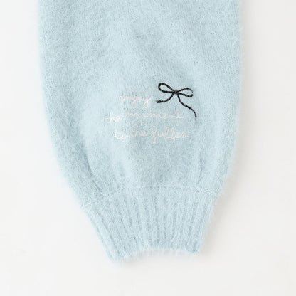 【trois lapins】長毛針織V領開衫