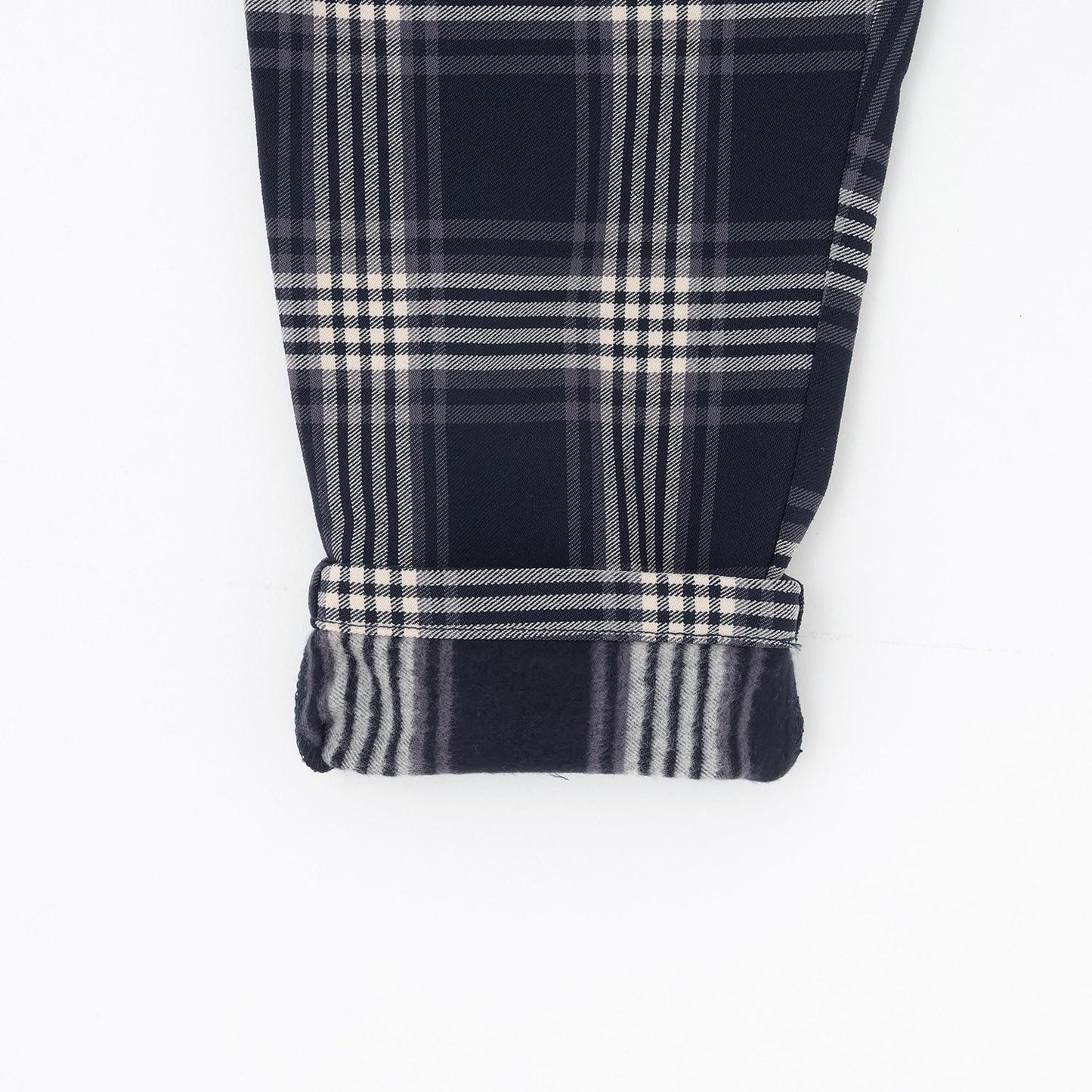 格紋彈力拉絨長褲