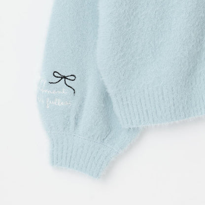 【trois lapins】長毛針織V領開衫