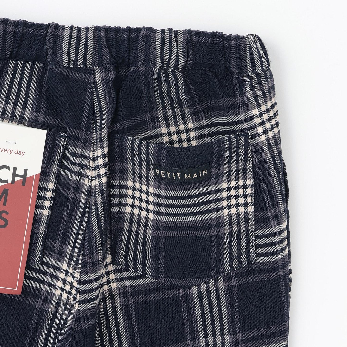 格紋彈力拉絨長褲