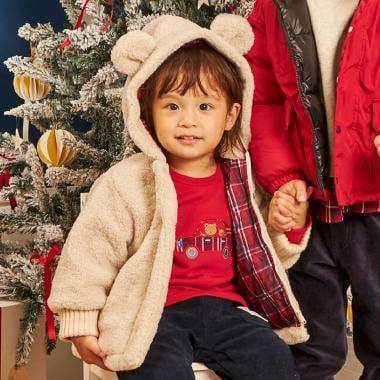 帶熊耳朵仿羊羔絨夾克