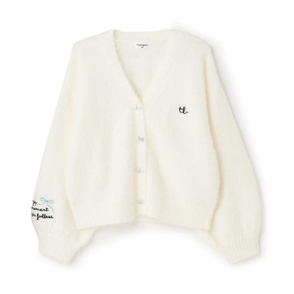 【trois lapins】長毛針織V領開衫