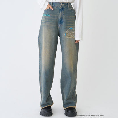 【三麗鷗角色】牛仔寬腿褲