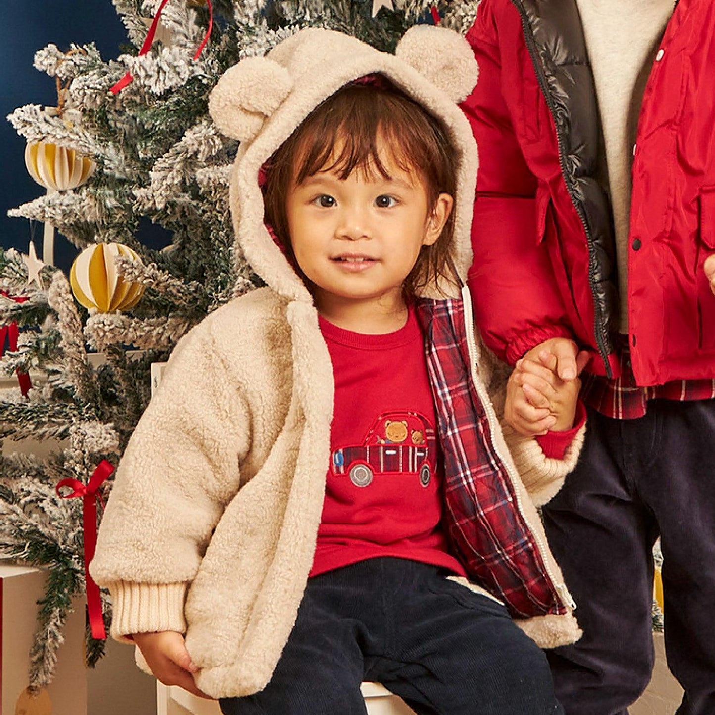 帶熊耳朵仿羊羔絨夾克