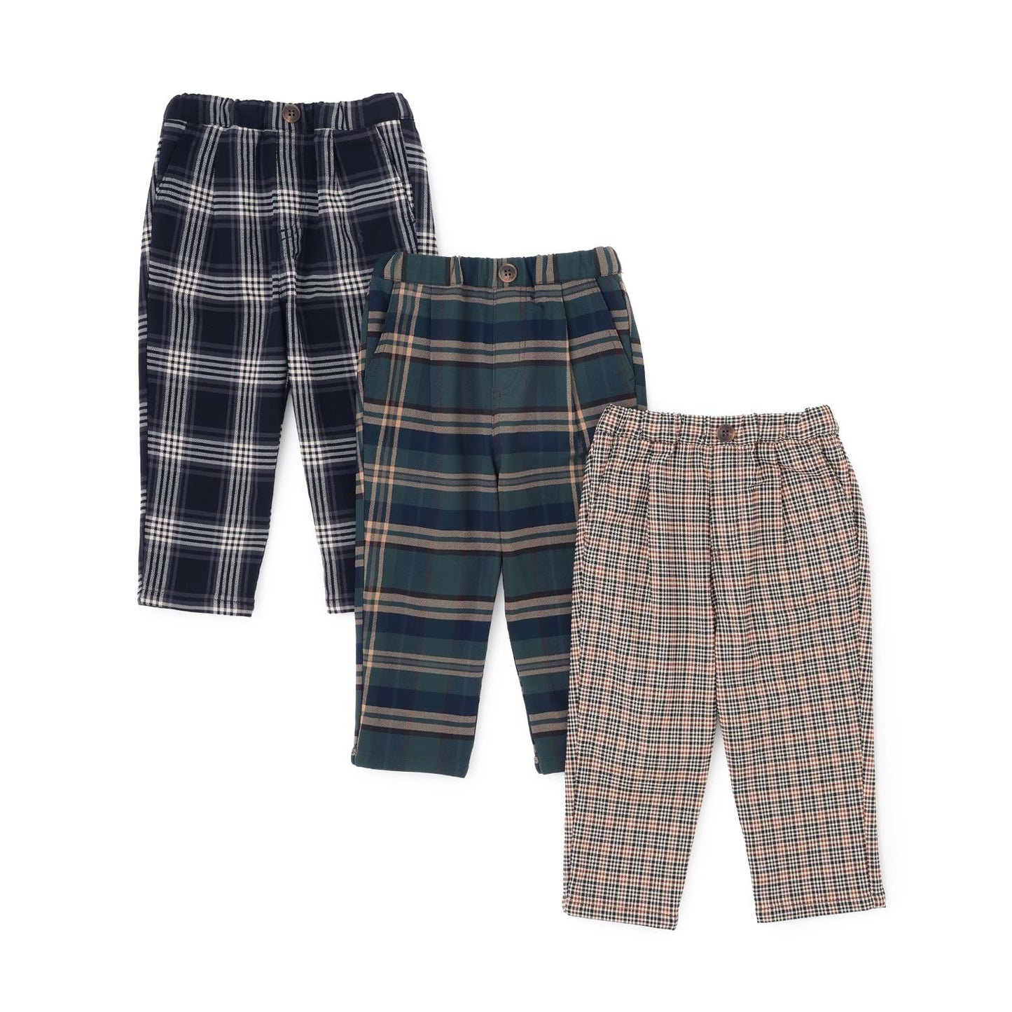 格紋彈力拉絨長褲