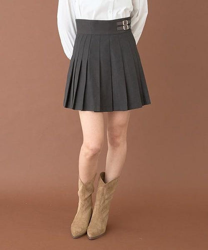 雙腰帶百褶裙【韓國時尚】