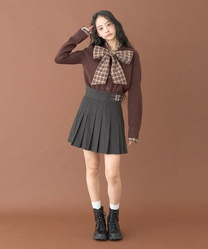 雙腰帶百褶裙【韓國時尚】