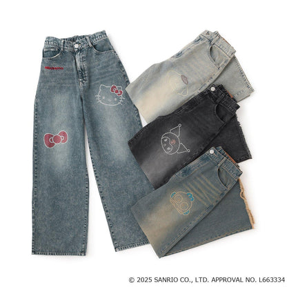 【三麗鷗角色】牛仔寬腿褲