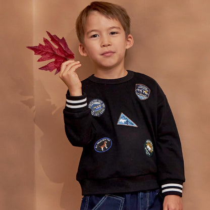 徽章裝飾加絨衛衣【吸溼發熱】