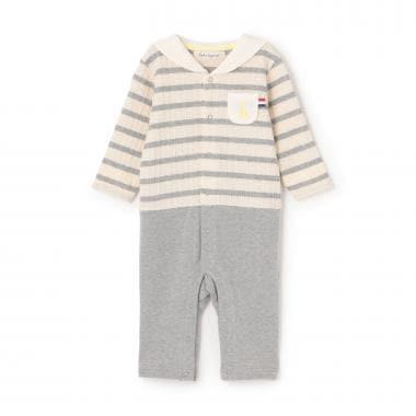 提花條紋水手連體衣