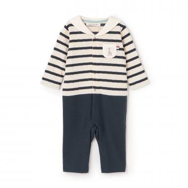 提花條紋水手連體衣