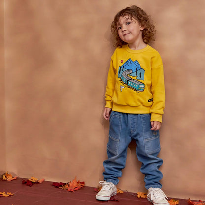 電車毛圈刺繡衛衣【吸溼發熱】