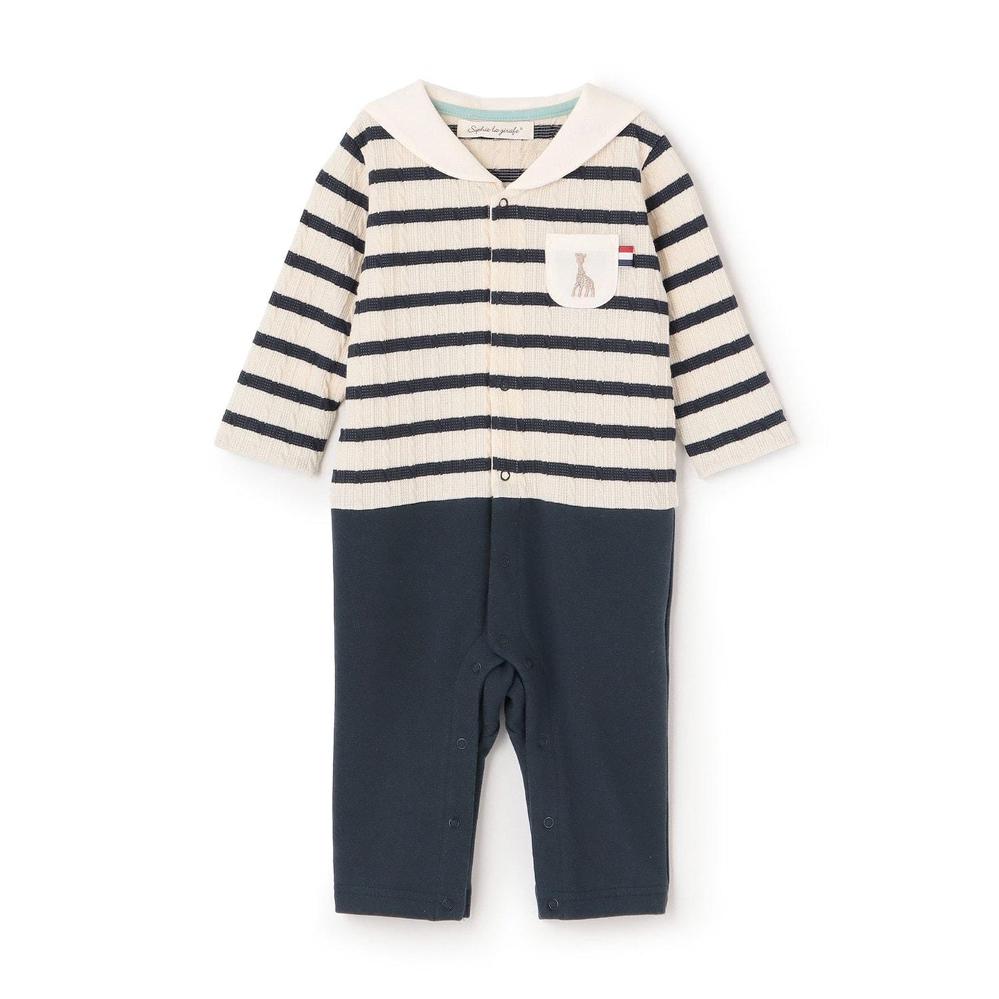 提花條紋水手連體衣