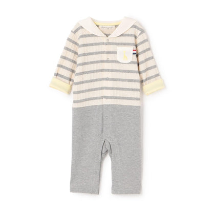 提花條紋水手連體衣