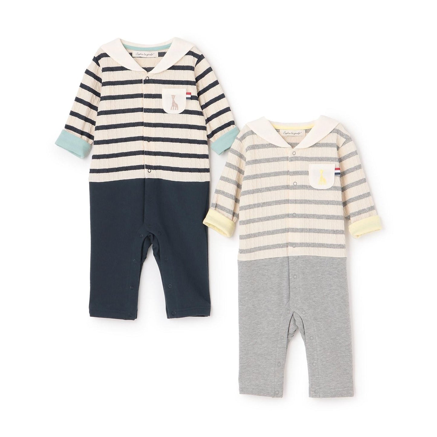 提花條紋水手連體衣