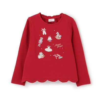 胡桃夾子刺繡拼接波浪下襬衛衣