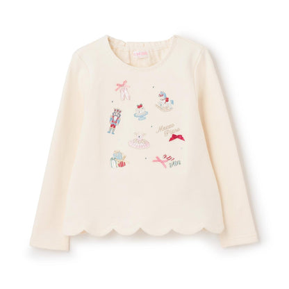 胡桃夾子刺繡拼接波浪下襬衛衣