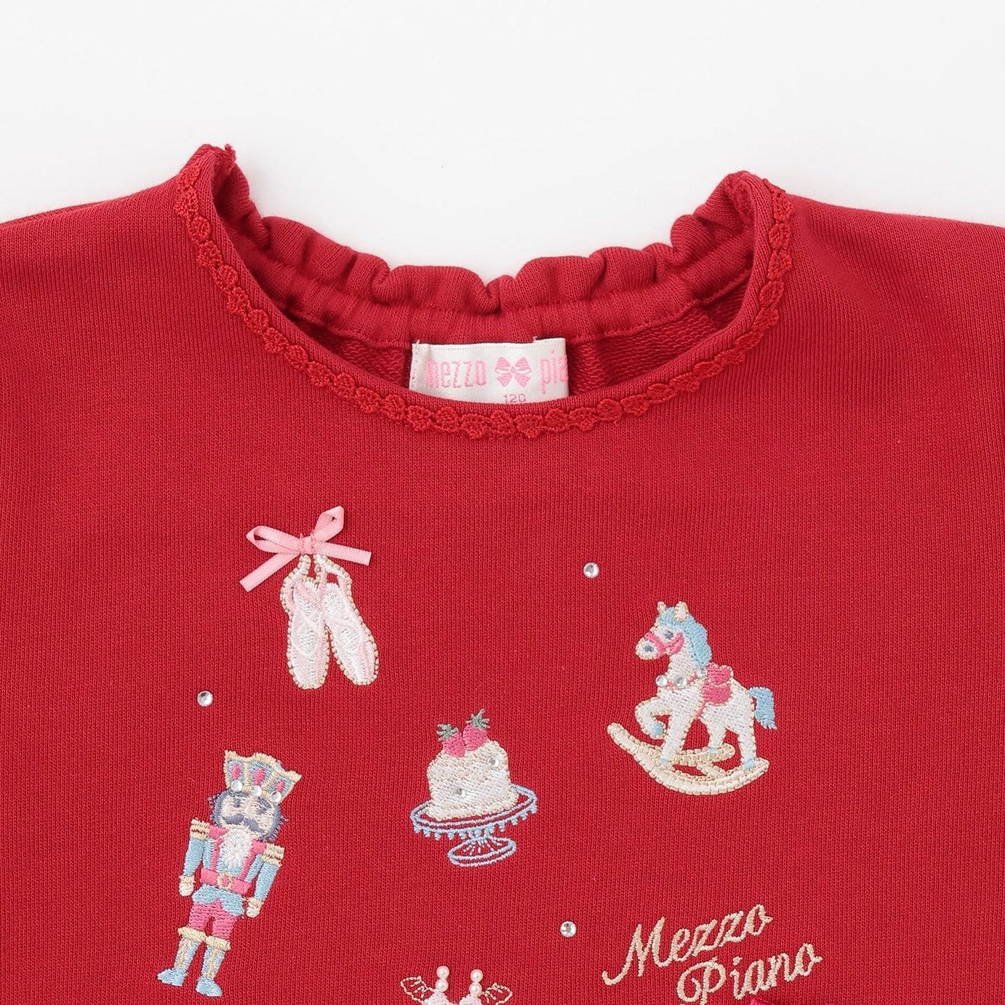 胡桃夾子刺繡拼接波浪下襬衛衣