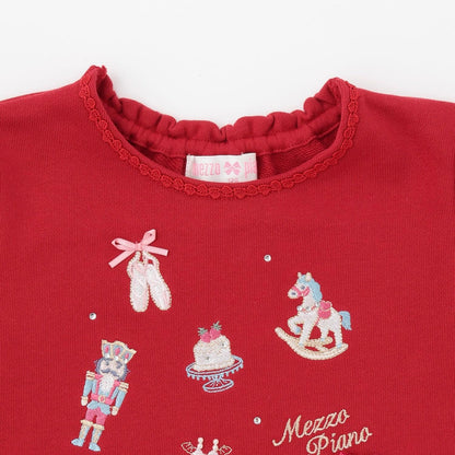 胡桃夾子刺繡拼接波浪下襬衛衣