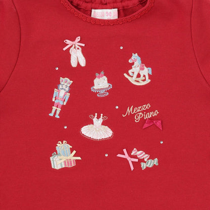 胡桃夾子刺繡拼接波浪下襬衛衣